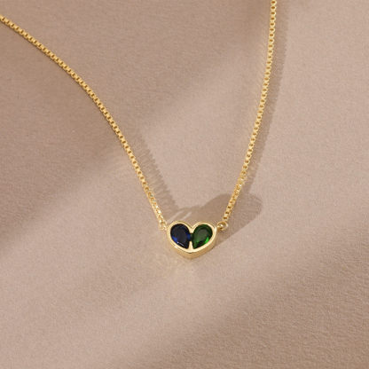 Mother And Daughter Forever Linked Together Custom Heart Birthstones Necklace