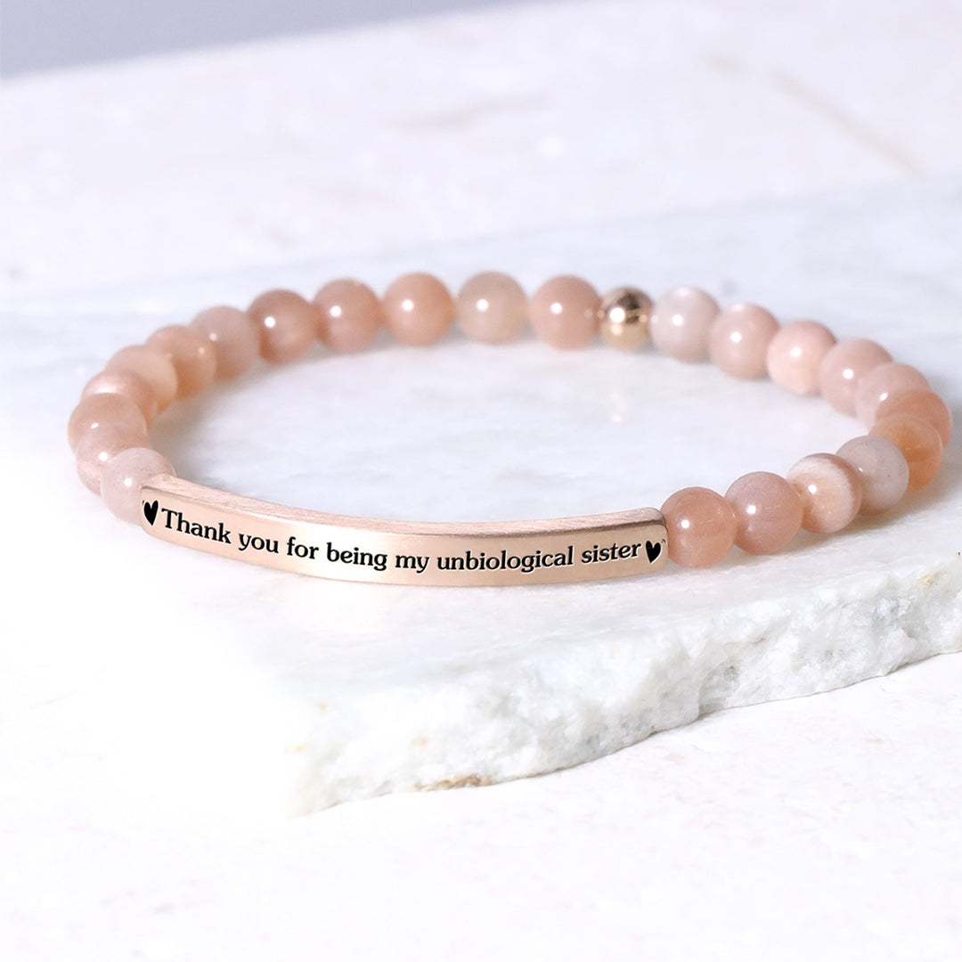 For Friend - Thank You For Being My Unbiological Sister Bead Engraved Bracelet