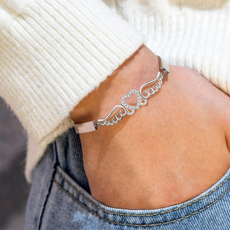 For Memorial - To My Mother In Heaven Angel Wings Bracelet