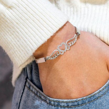 For Memorial - To My Mother In Heaven Angel Wings Bracelet