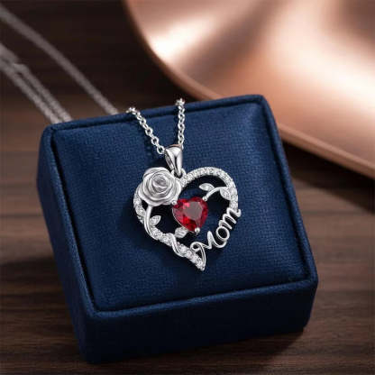 For Mom - I Love You Rose Mom Heart Necklace