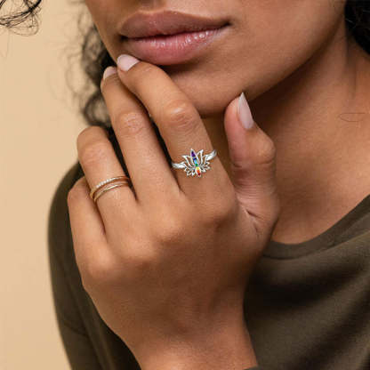 S925 Crystal Silver Energy Lotus Ring