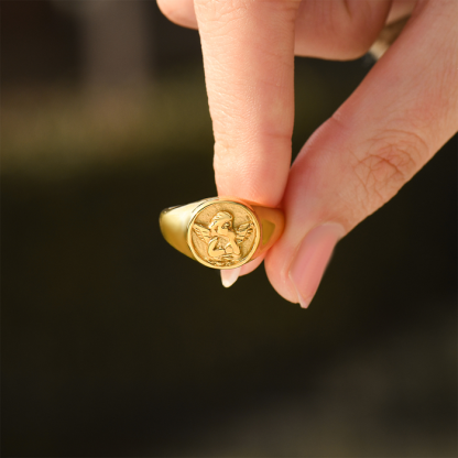 The Day I Lost You Gold Memorial Angel Ring