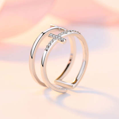 For Daughter - S925 Pray Through It Double Cross Ring