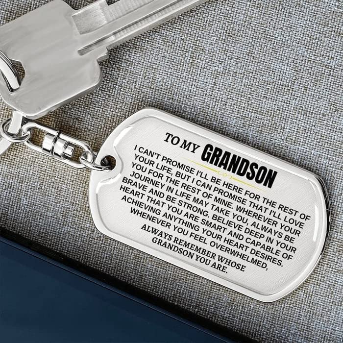 To My Grandson Always Be Brave And Be Strong Keychain