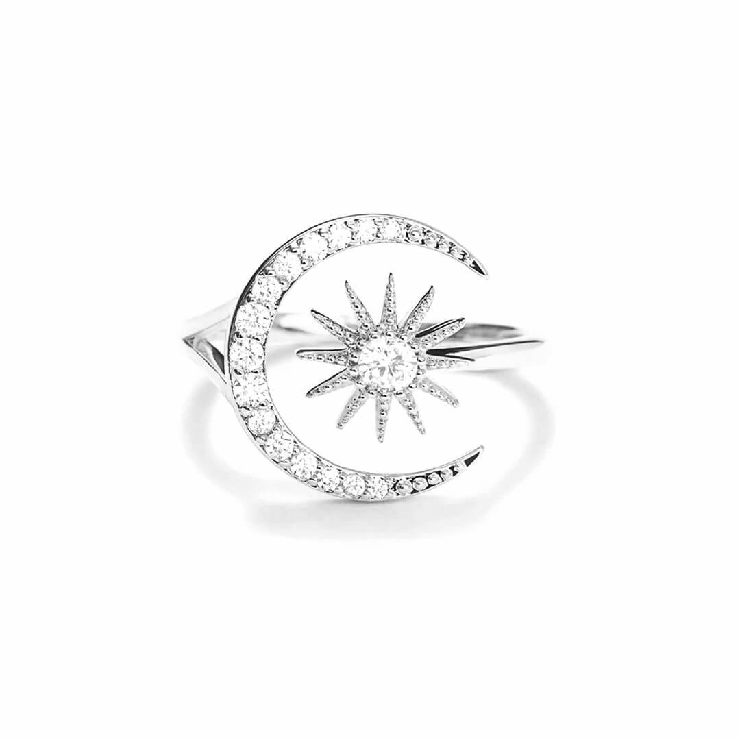 For Friend - S925 We Will Face Life Together We Are Best Friends Forever Sun Moon Star Ring