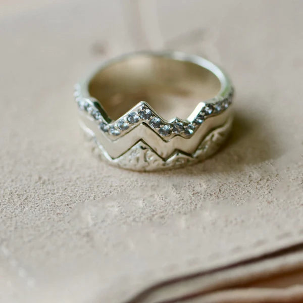 For Mother - S925 I Love You to the Mountain and Back Triple Stacked Mountain Ring