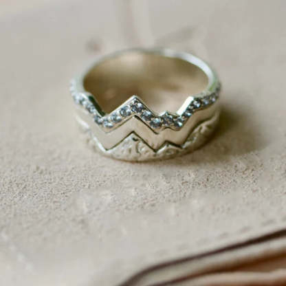 For Mother - S925 I Love You to the Mountain and Back Triple Stacked Mountain Ring