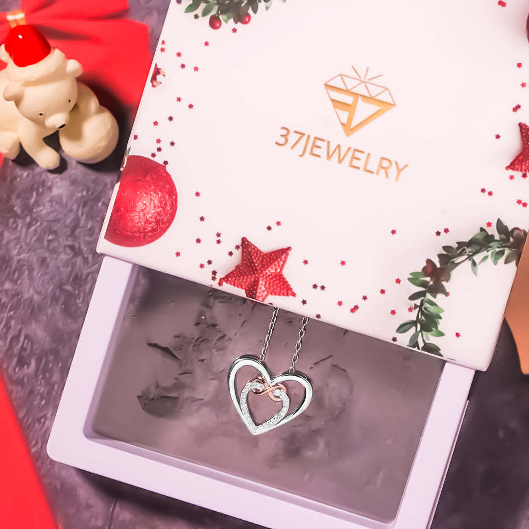 For Daughter - S925 Mother & Daughter Forever Linked Together Two Hearts Infinity Necklace