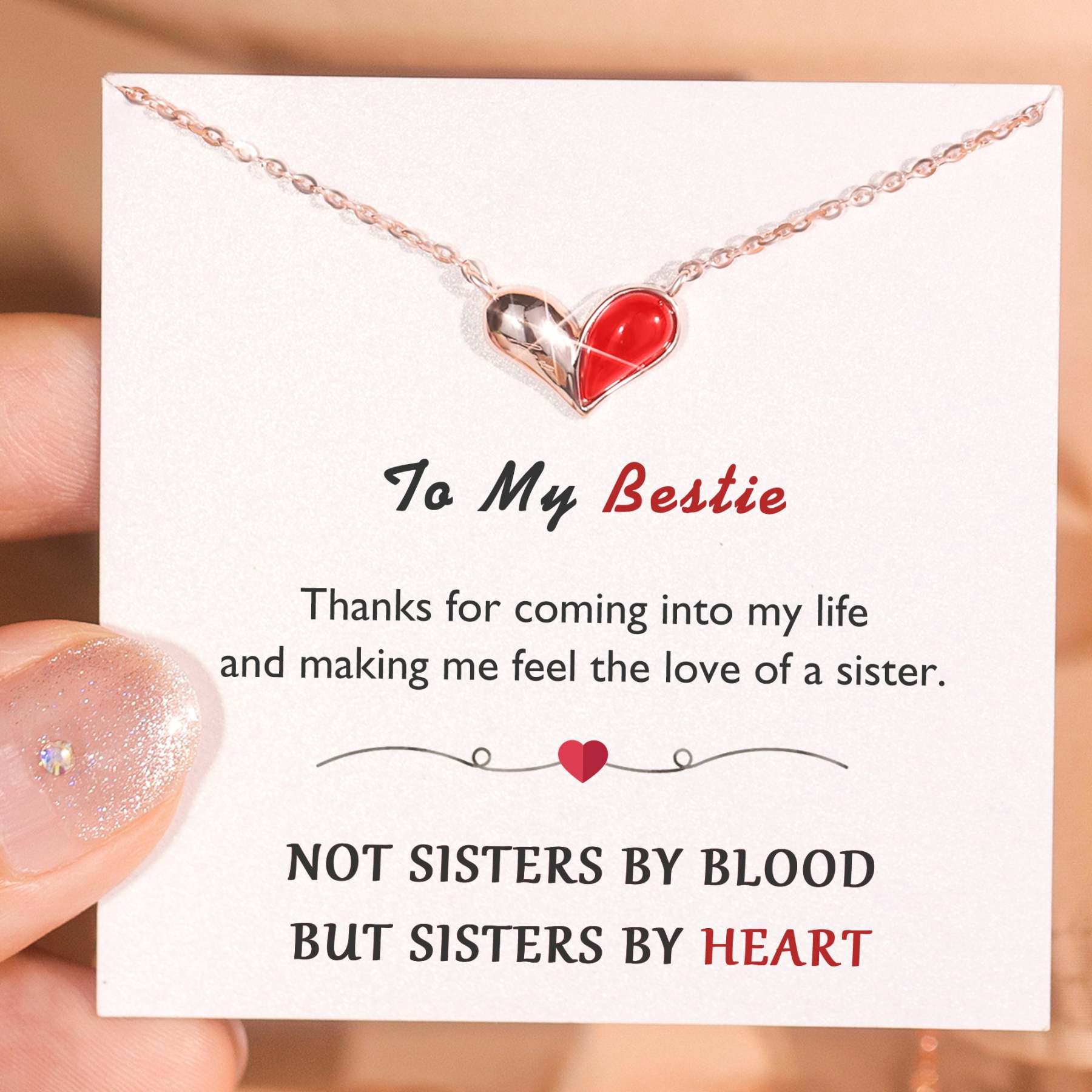 For Friend - S925 Not Sisters by Blood but Sisters by Heart Necklace