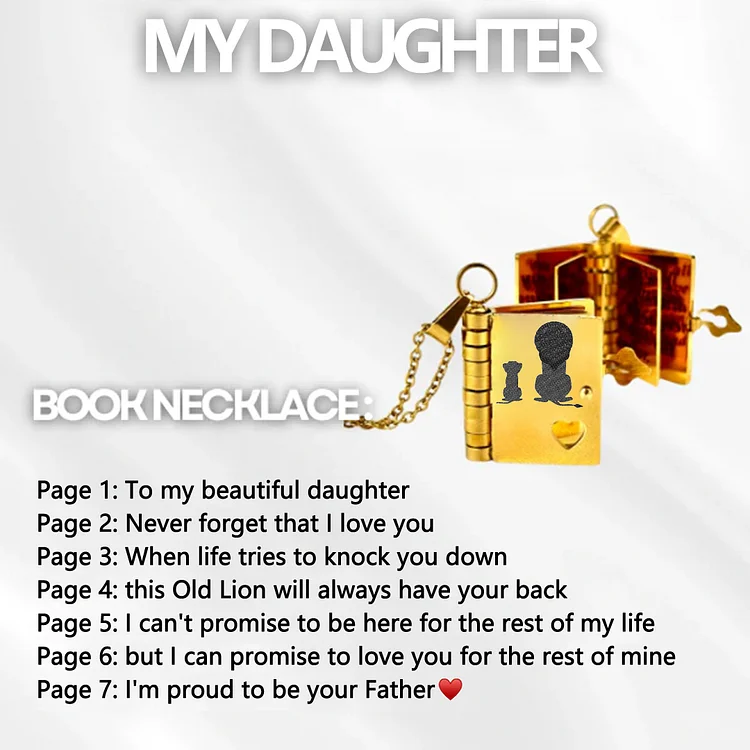 For Daughter - I'm Proud to Be Your Father Book Necklace