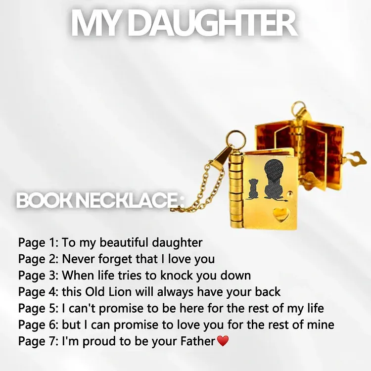 For Daughter - I'm Proud to Be Your Father Book Necklace