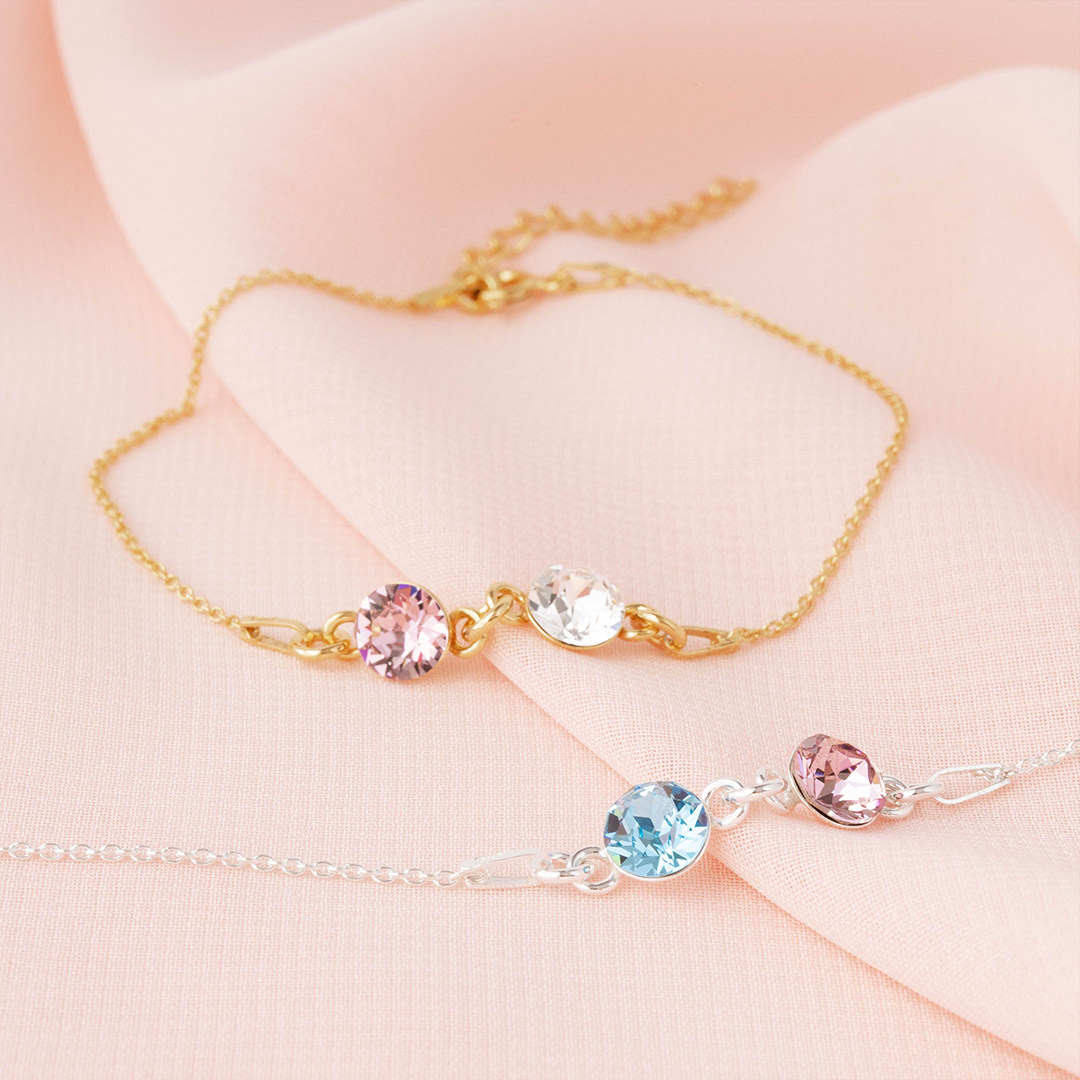 Mother And Daughter Forever Linked Together Custom Birthstones Bracelet