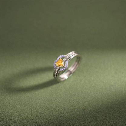 S925 Mother & Daughter  Forever Linked Together Custom Birthstone Heart Ring