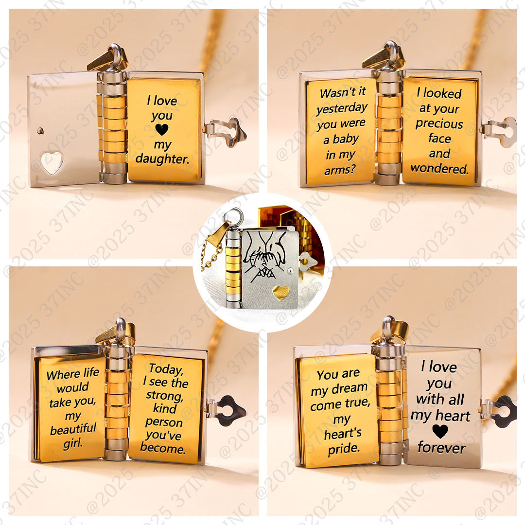 For Daughter - I Love You With All My Heart Forever Book Necklace