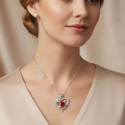 For Mom - I Love You Rose Mom Heart Necklace
