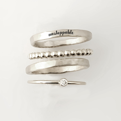 S925 Unstoppable Stacked Ring - 4 Rings Set