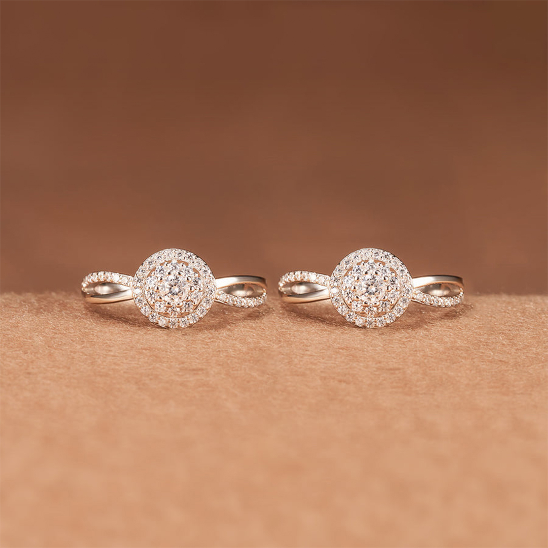 S925 Matching Mother Daughter Round Diamond Infinity Ring