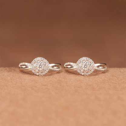 S925 Matching Mother Daughter Round Diamond Infinity Ring