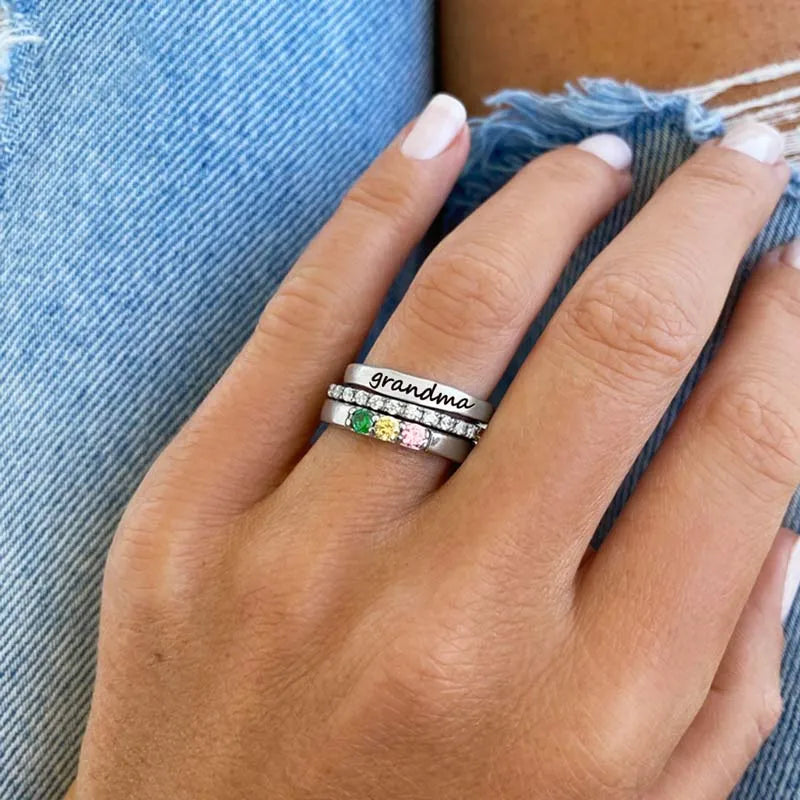 For Grandmother - S925 Birthstone Custom Ring