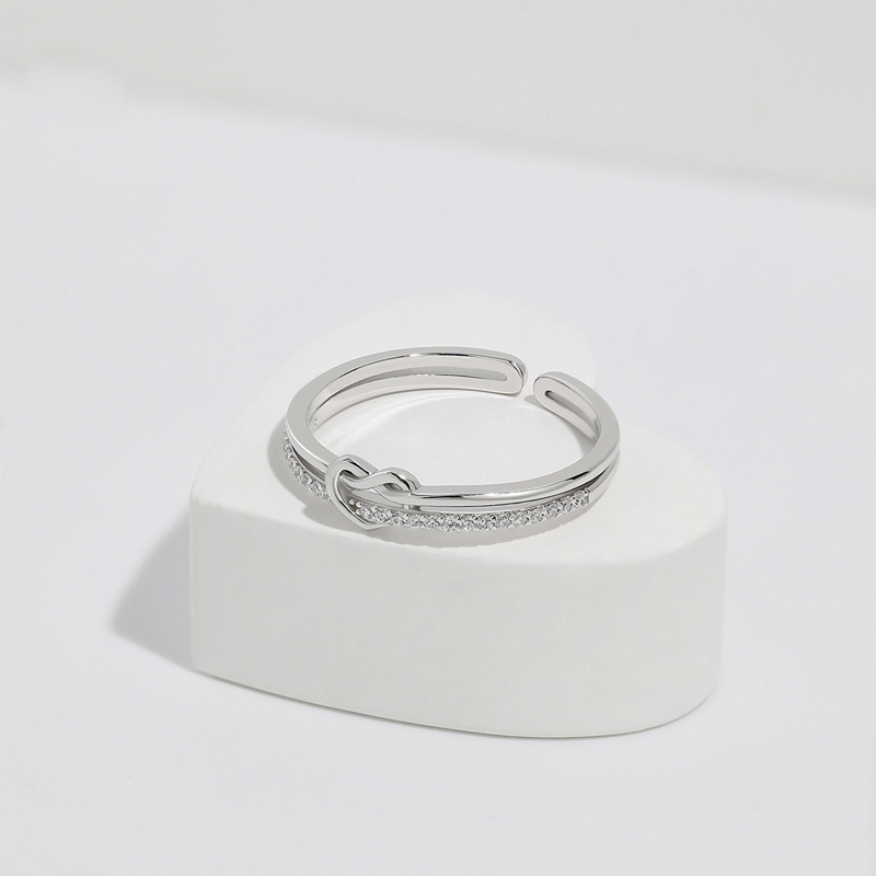S925 Mother & Daughter Love Diamond Knot Ring