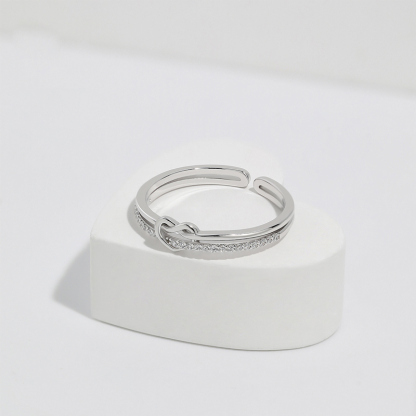 S925 Mother & Daughter Love Diamond Knot Ring