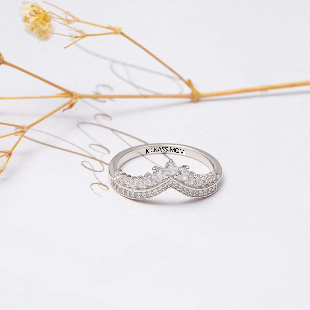 S925 Awesome Mother and Daughter Crown Ring