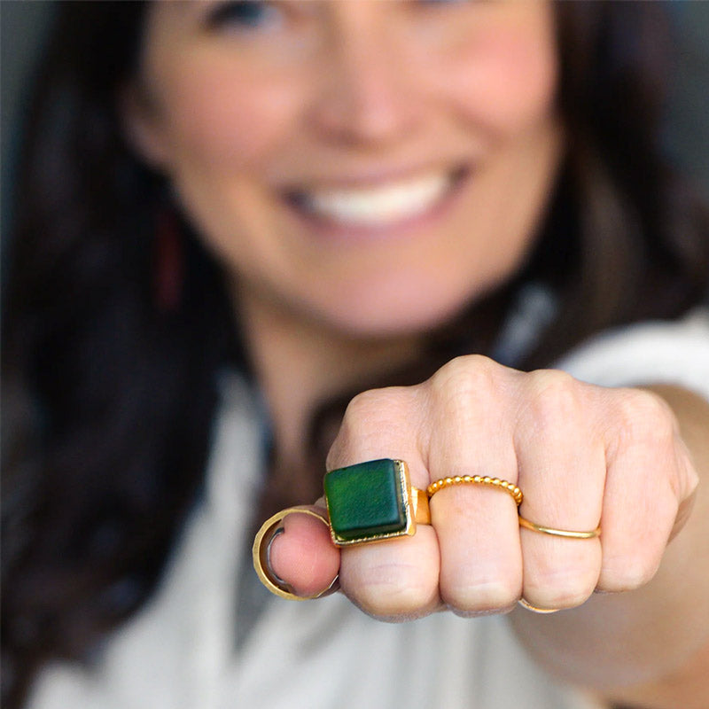 S925 Thalassophile Cube Sea Glass Ring