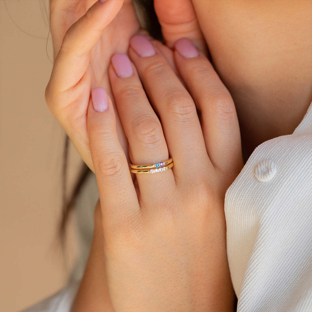 S925 Custom Birthstones Dainty Mini Ring
