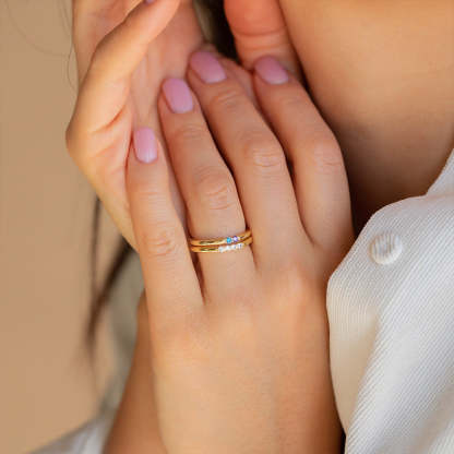 S925 Custom Birthstones Dainty Mini Ring