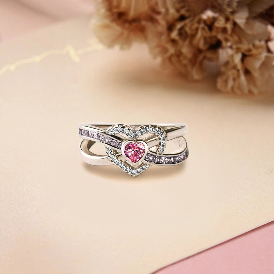 For Daughter - Always keep Me In Your Heart For You Are Always In Mine Pink Heart Diamond Ring