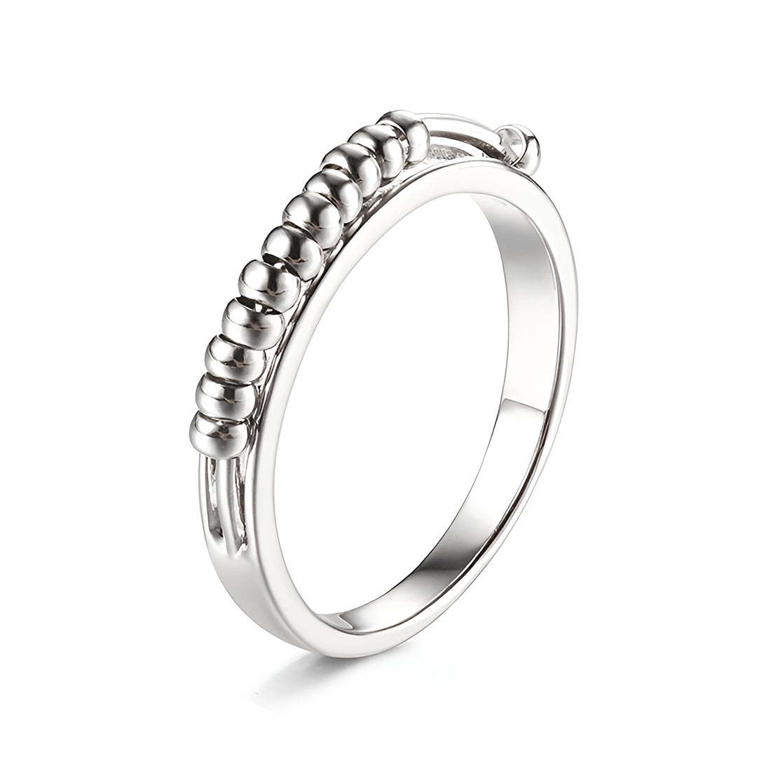 For Daughter - S925 I will Love & Protect You Half Round Bead Fidget Ring