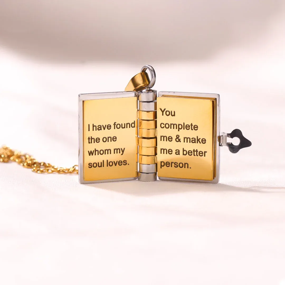For Love - Love You Until I Die Book Necklace