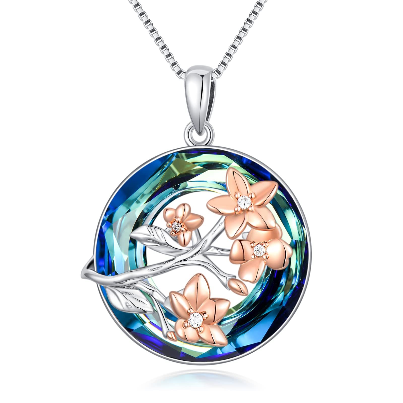 S925 You Belong Somewhere You Feel Free Crystal Birth Month Flower Necklace