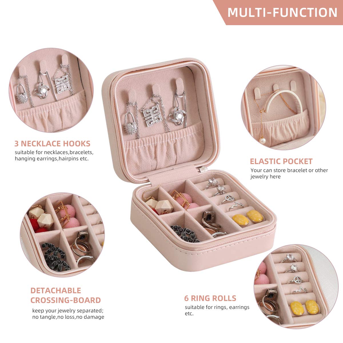 Pink Zipper Storage Jewelry Pack