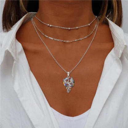 S925 The Fire inside Me  Burns Brighter  than the Fire around Me Flying Phoenix necklace