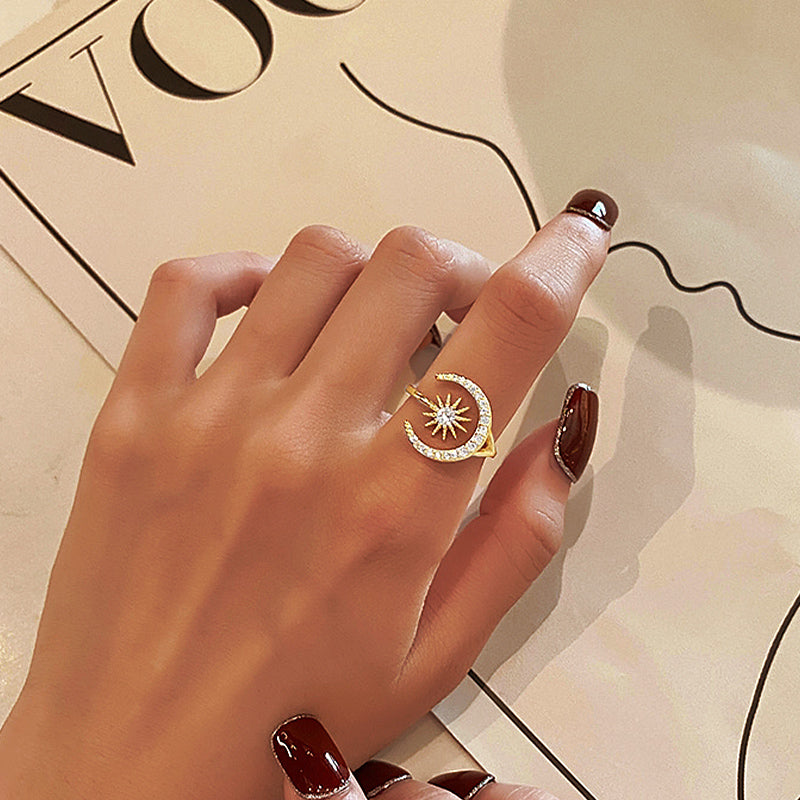 For Friend - S925 We Will Face Life Together We Are Best Friends Forever Sun Moon Star Ring