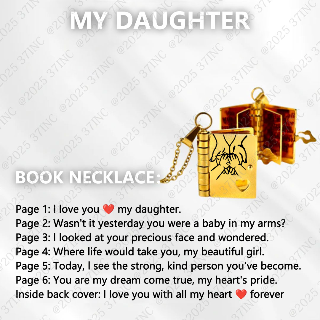 For Daughter - I Love You With All My Heart Forever Book Necklace
