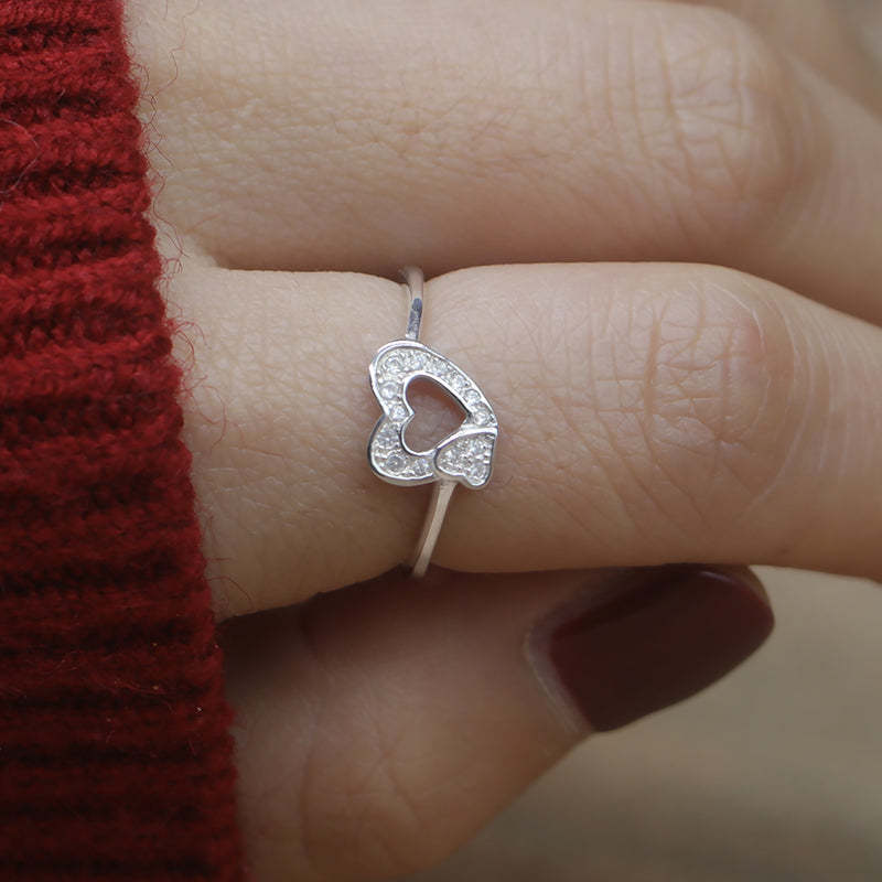 S925 Mother & Daughter Heart To Heart Ring