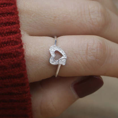 S925 Mother & Daughter Heart To Heart Ring