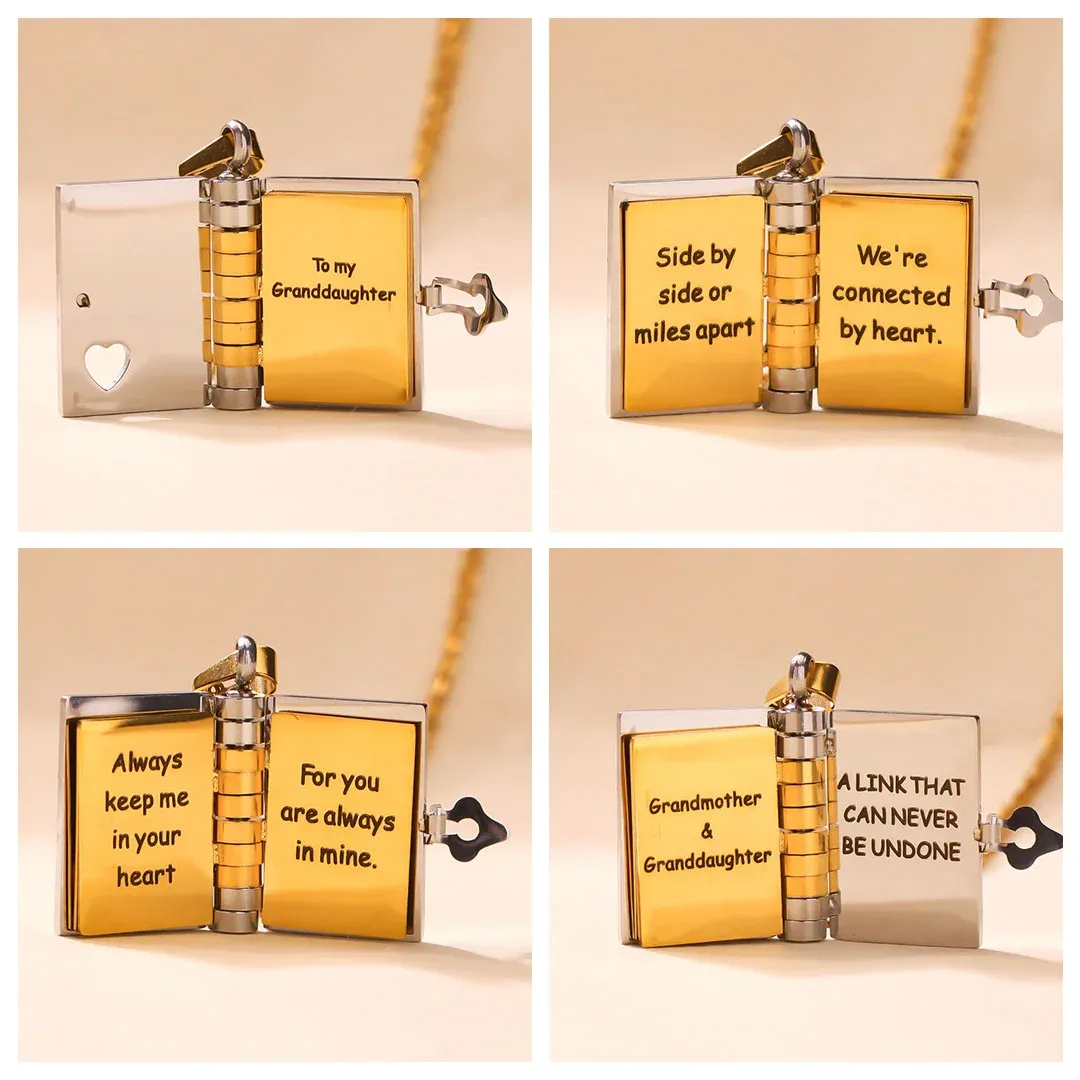 For Granddaughter - A Link That Can Never Be Undone Book Necklace