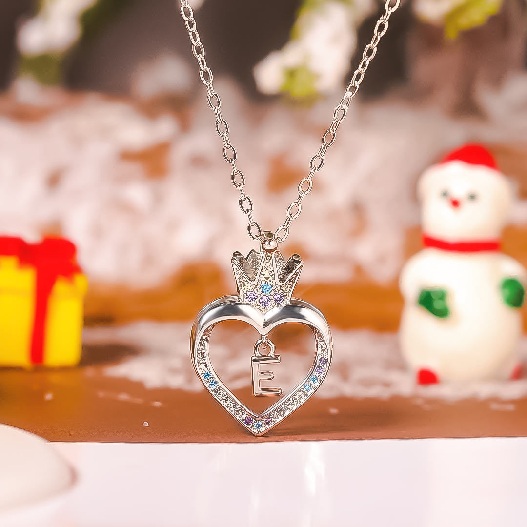 For Daughter - S925 Whenever You Feel Overwhelmed Remember Whose Daughter You are Crown Initial Necklace