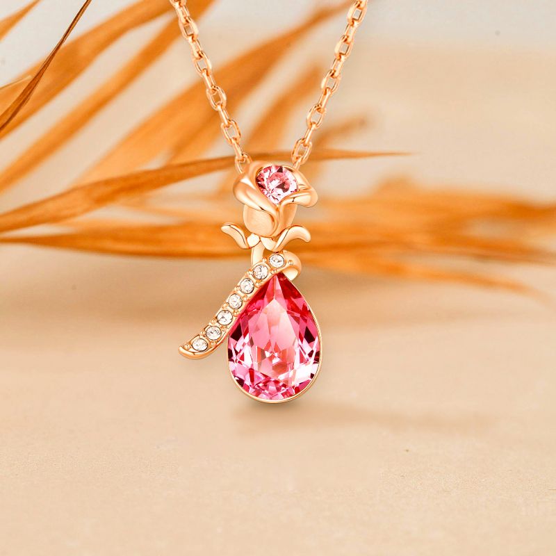 For Self - Don't Forget To Love Yourself First Austria Crystal Rose Necklace