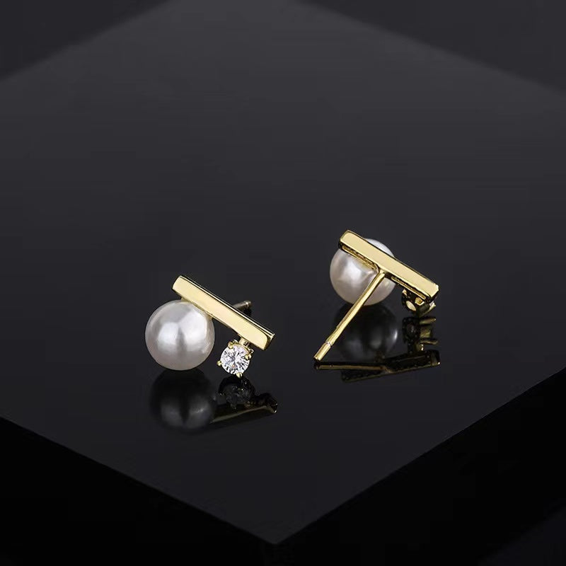 S925 Balance Pearl Earrings