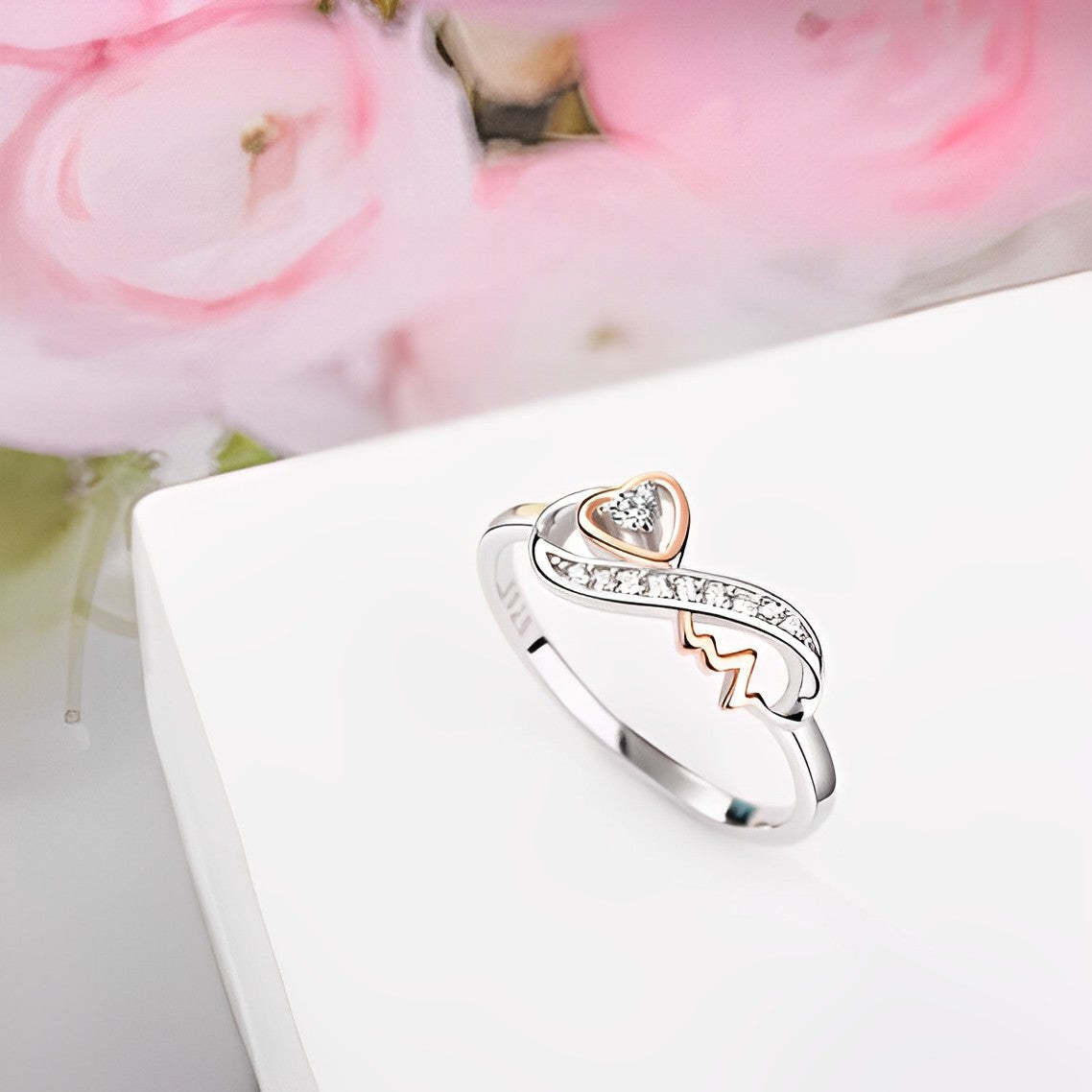 S925 I Love You Until Infinity Runs Out Infinity Heartbeat Ring
