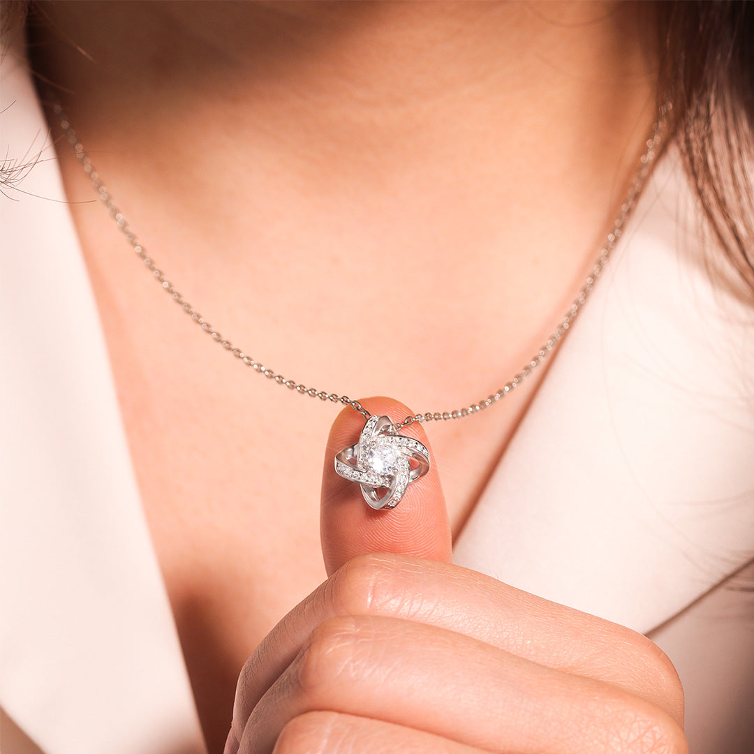 For Daughter - S925 Always Keep Me in Your Heart for You are Always in Mine Knot Necklace