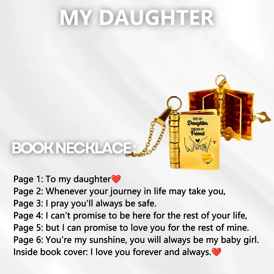 For Daughter - First My Daughter Forever My Friend Book Necklace