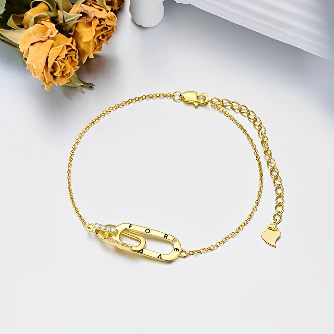 S925 Mother And Daughter Forever Linked Together Circle Bracelet