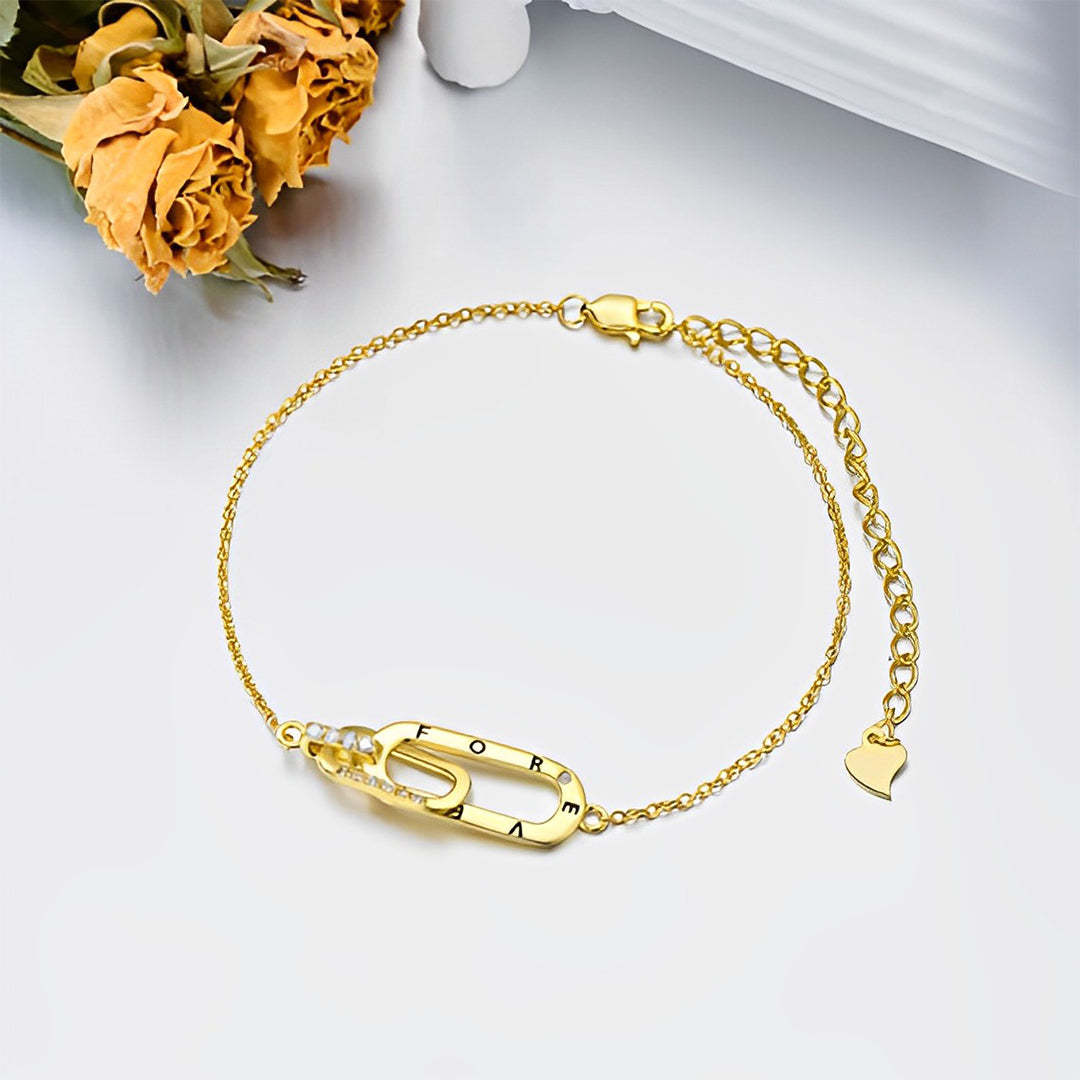 S925 Mother And Daughter Forever Linked Together Circle Bracelet