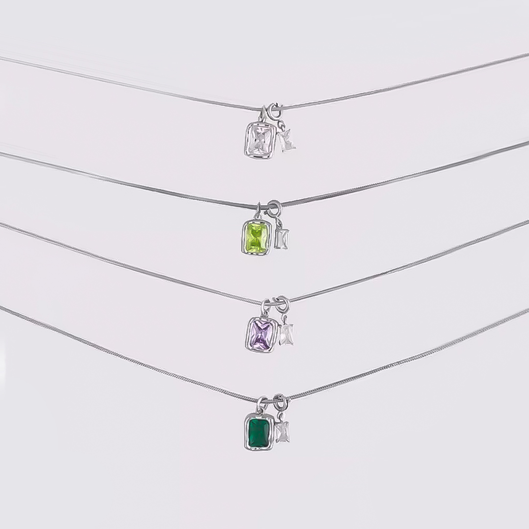 Mother And Daughter Forever Linked Together Custom Birthstones Layer Necklace